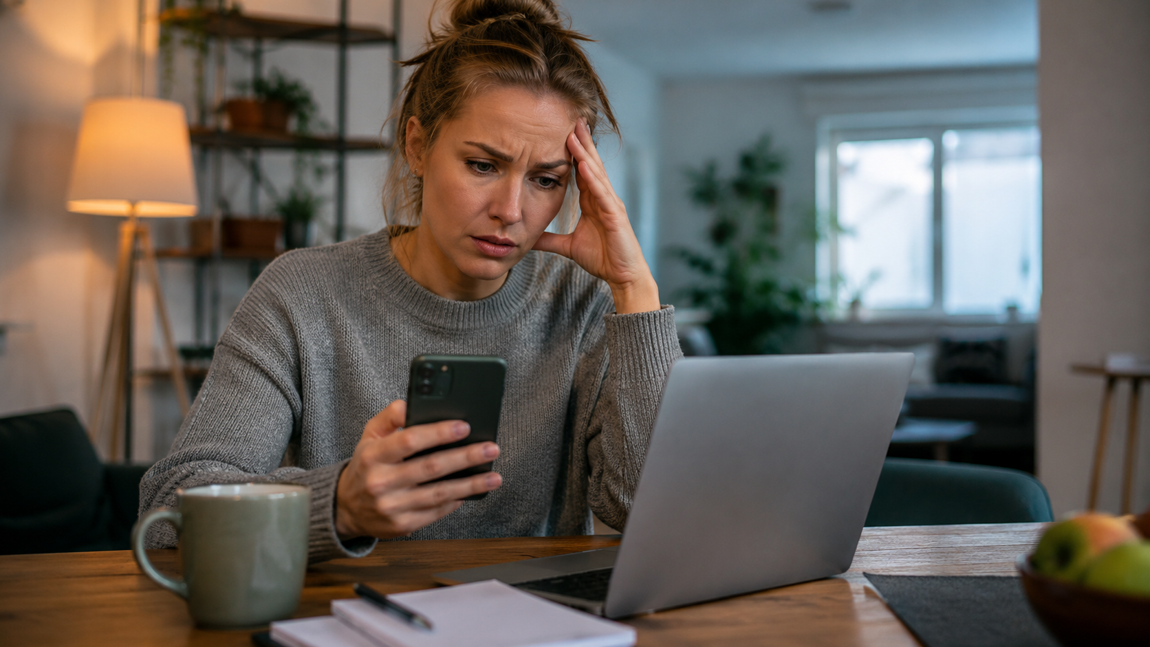 Laptop met waarschuwingssymbool als beeld voor cyberverzekering particulier